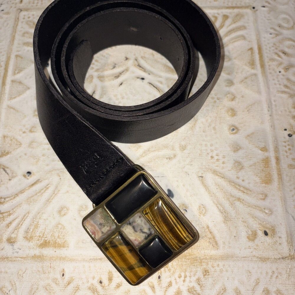 Fossil Leather Belt Gem Belt Buckle